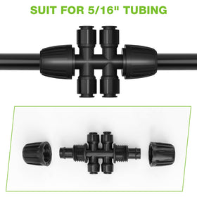 Bonviee 6-way splitter shows barbed 5/16 inch side for secure connections
