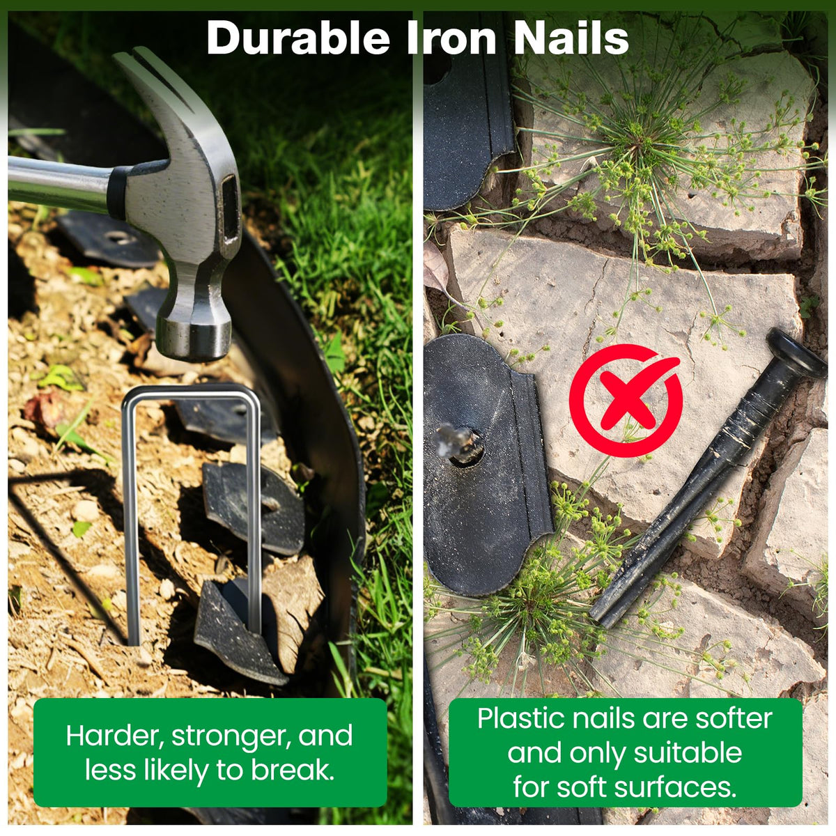 Bonviee durable plastic edging supports soil and mulch securely.