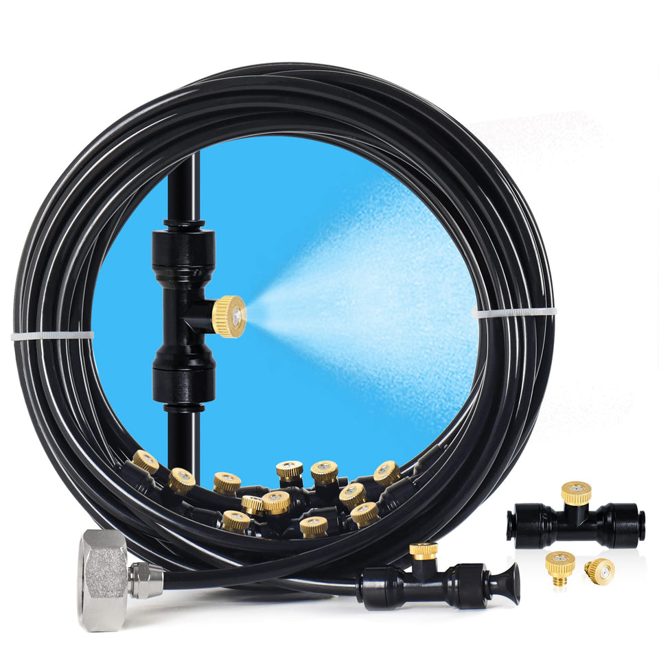 Bonviee outdoor misting system 59ft with 20 brass nozzles cools patios