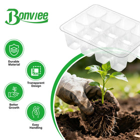Bonviee seed starter tray provides visible spacing for uniform germination.