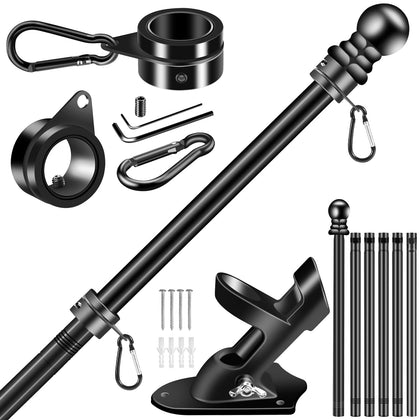 BONWIN black flag pole kit installed outside for a sturdy wall-mounted display.