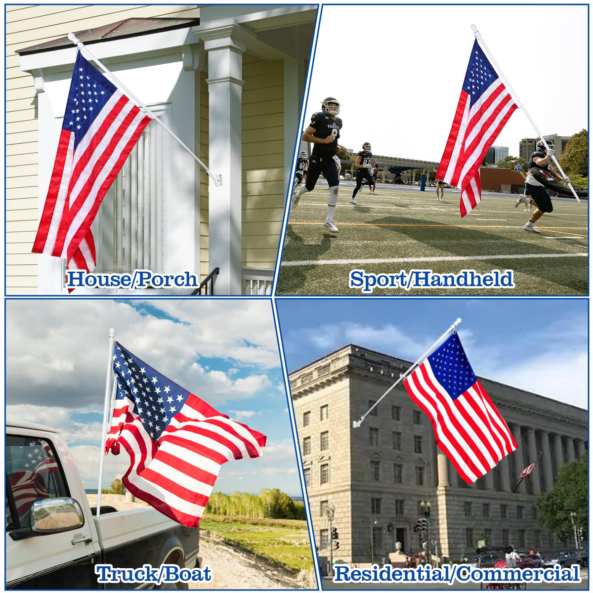 BONWIN flag compatibility for 3x5 and 4x6 flags demonstrated