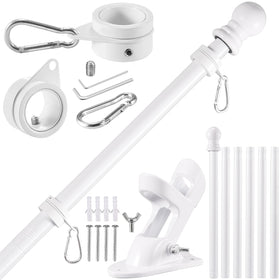 BONWIN white flagpole 7.8ft for 3x5' or 4x6' flags, sturdy outdoor display