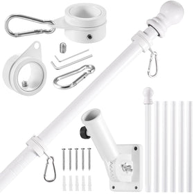 BONWIN white flagpole kit for a 7.8 ft display on a clean exterior wall