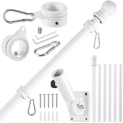 BONWIN white flagpole kit for a 7.8 ft display on a clean exterior wall