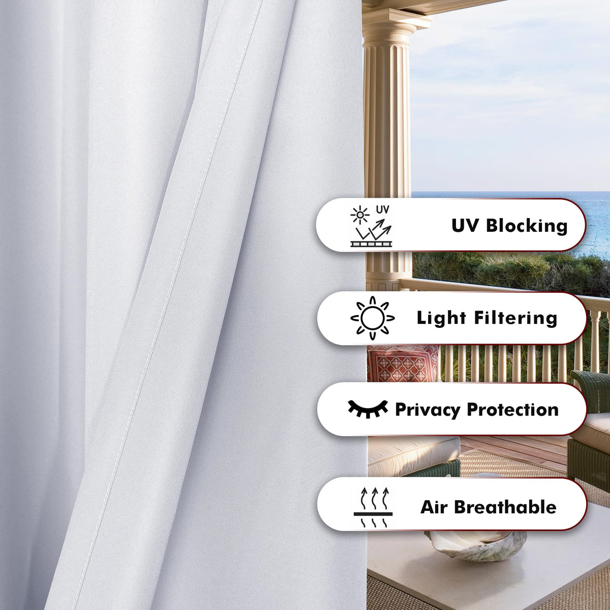 BONZER waterproof curtain blocks rain and keeps outdoor spaces drier
