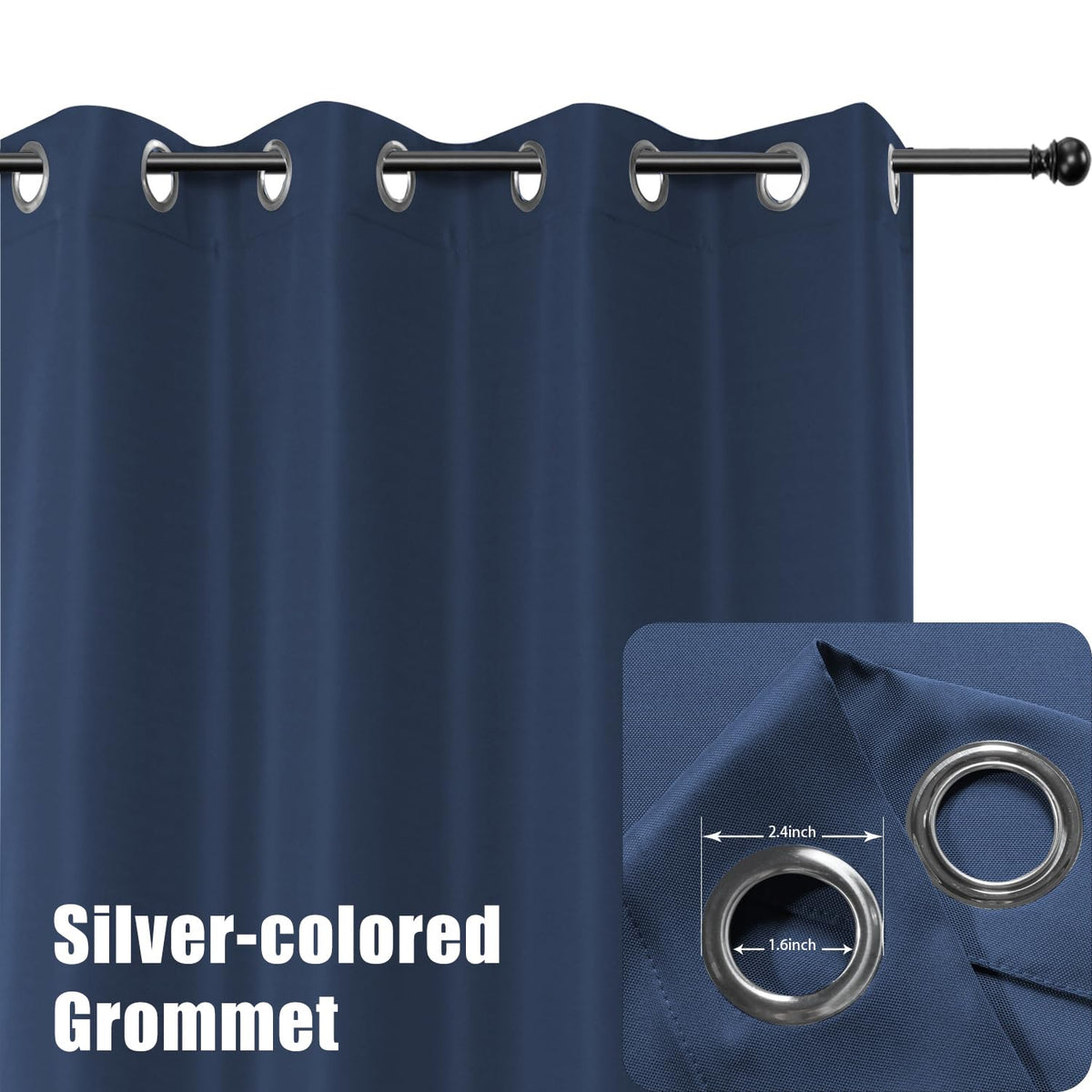 BONZER navy panel with 1.6-inch grommets for smooth operation.