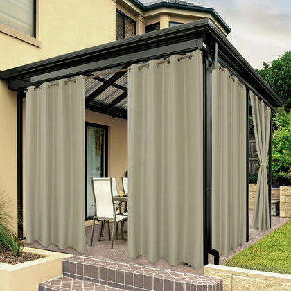 BONZER outdoor curtain 54W x 95L taupe for privacy and weather resistance.