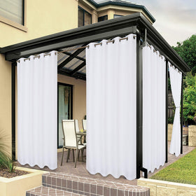BONZER outdoor curtain 54x95 white panel blocks sun and enhances patio privacy