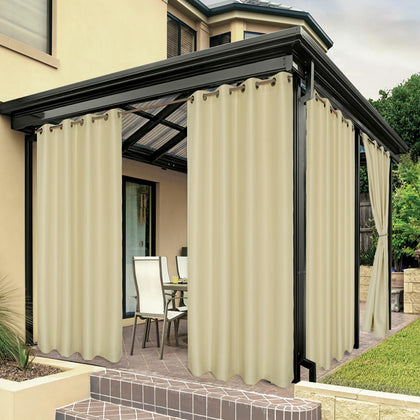 BONZER outdoor curtain fabric texture shows durable weather-ready material
