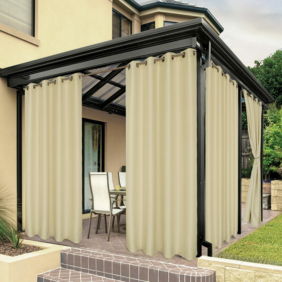 BONZER outdoor curtain fabric texture shows durable weather-ready material