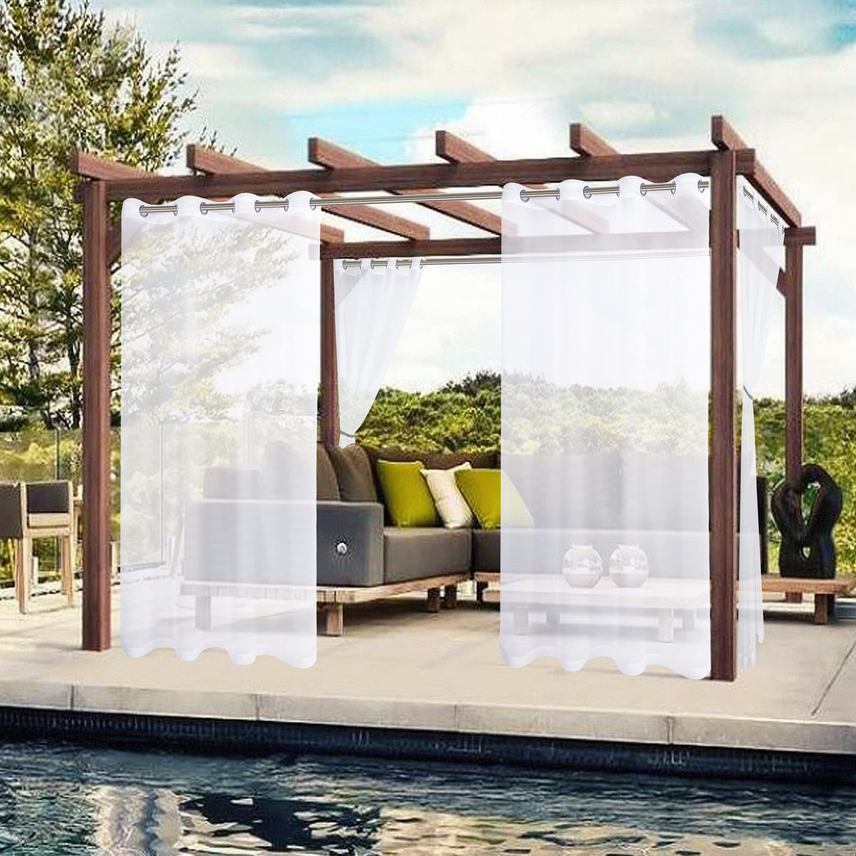 BONZER waterproof patio curtains close-up showing durable fabric
