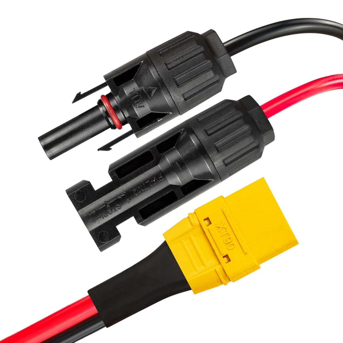 Boobrie 10AWG XT90 solar adapter front view for quick, safe setup.