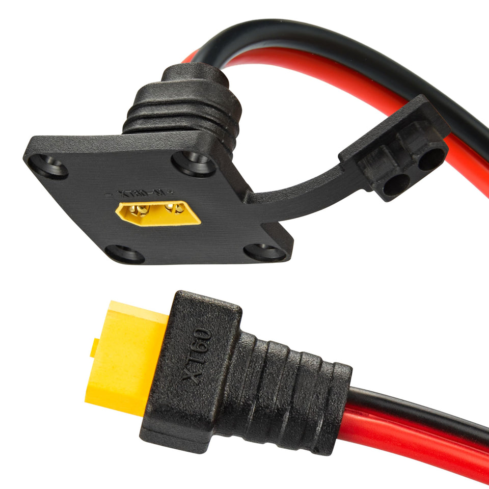 Boobrie 3ft 12AWG XT60 panel cable showing robust high-current design for RC drones.