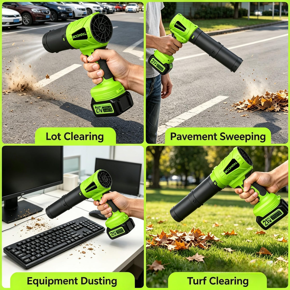 BOOMPAL turbo motor delivers high airflow for tough debris.