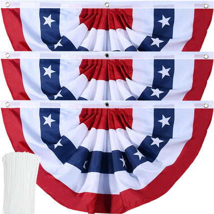 Booson American flag bunting pleated fan flag for outdoor display with vibrant color