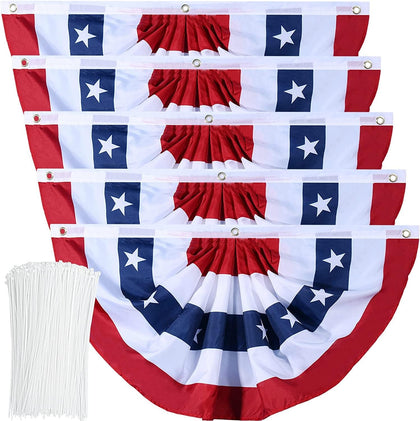 Booson American flag bunting pleated flag 6x3ft for vibrant outdoor display.