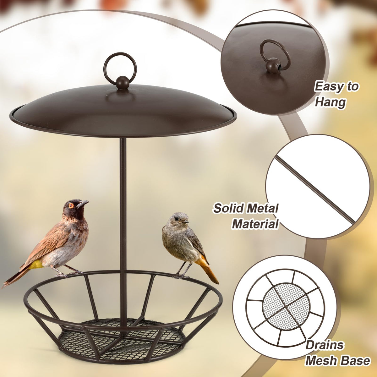 Booson antique copper feeder hung outdoors adds garden charm while feeding birds.
