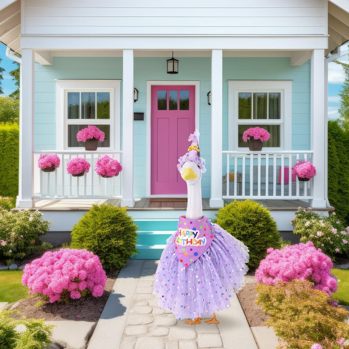 Booson goose celebration decor enhancing garden or patio display