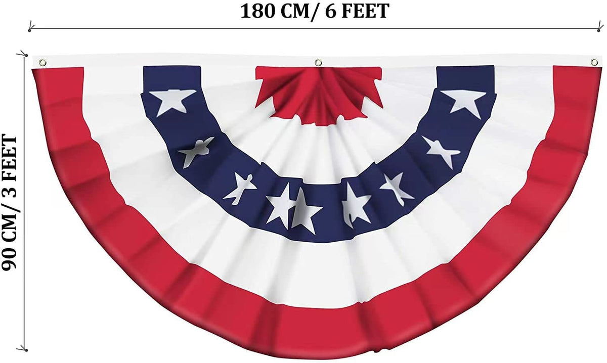 Booson patriotic half-flag with a canvas header for durable outdoor decor.