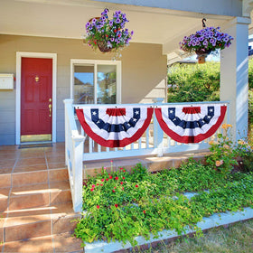 Booson patriotic half banner on yard adds festive 4th of July ambiance