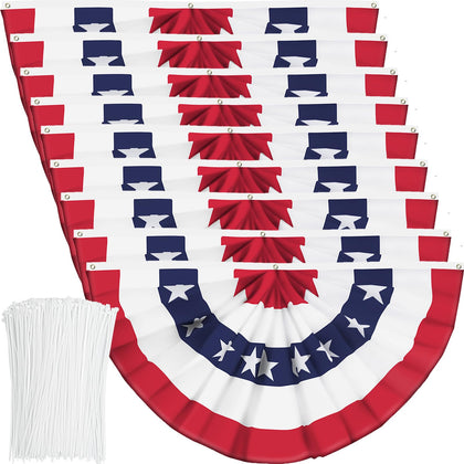 Booson USA pleated fan flag with canvas header for outdoor display.