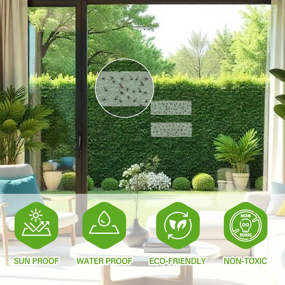 Boromine clear window sticker leaves no residue after removal.