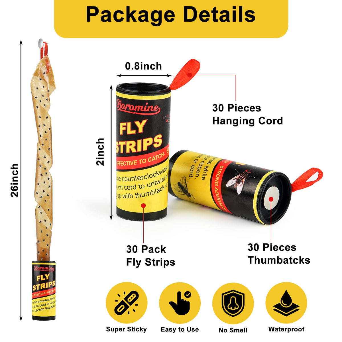 Closeup of Boromine fly strips adhesive layer, odorless glue for safe indoor trapping.
