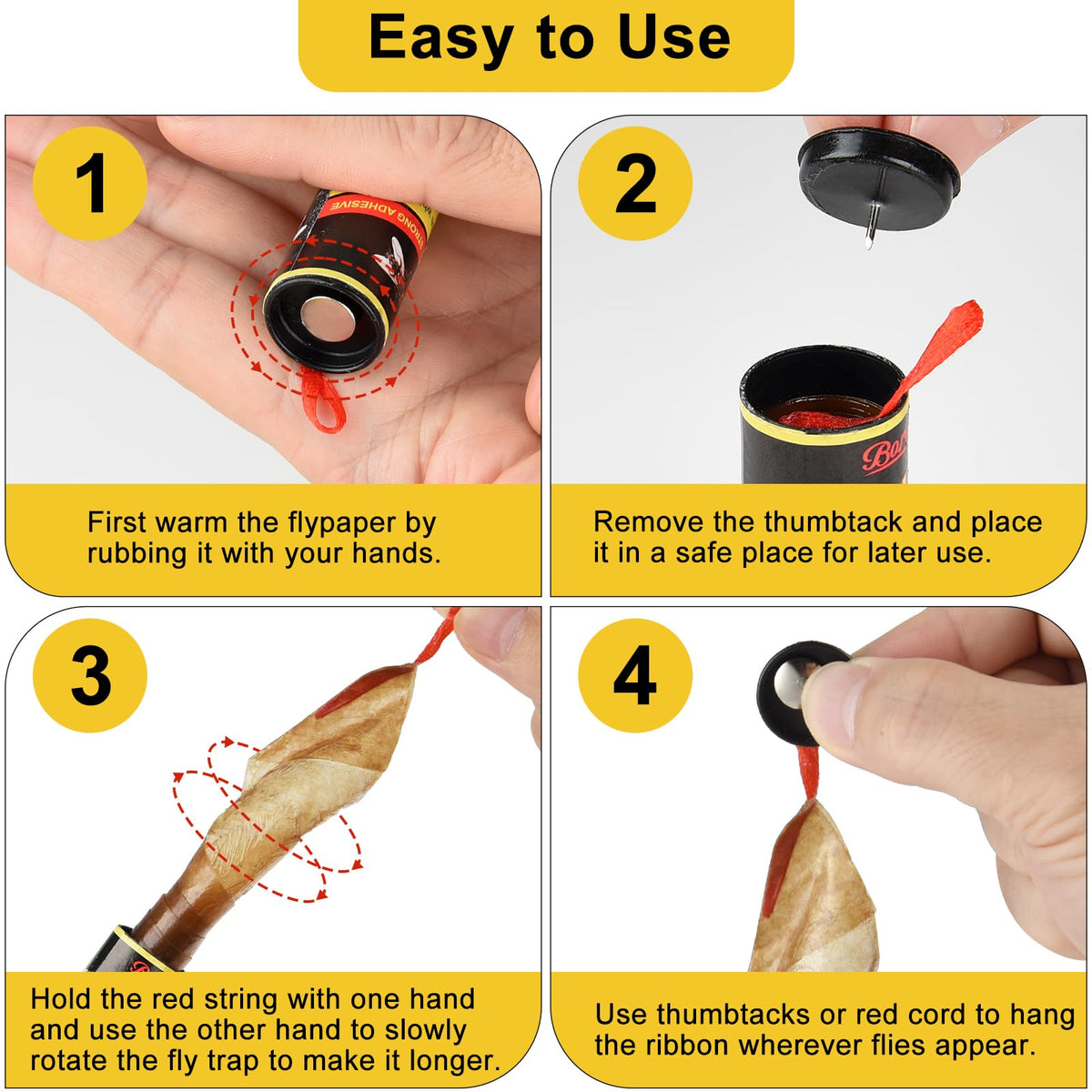 Boromine fly strips in kitchen corner, convenient indoor solution for fruit flies.