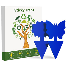 Boromine blue sticky trap ready for soil placement to protect plants.