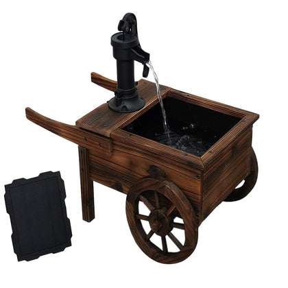Borsynium carbonized wood outdoor fountain with freestanding design for easy patio setup