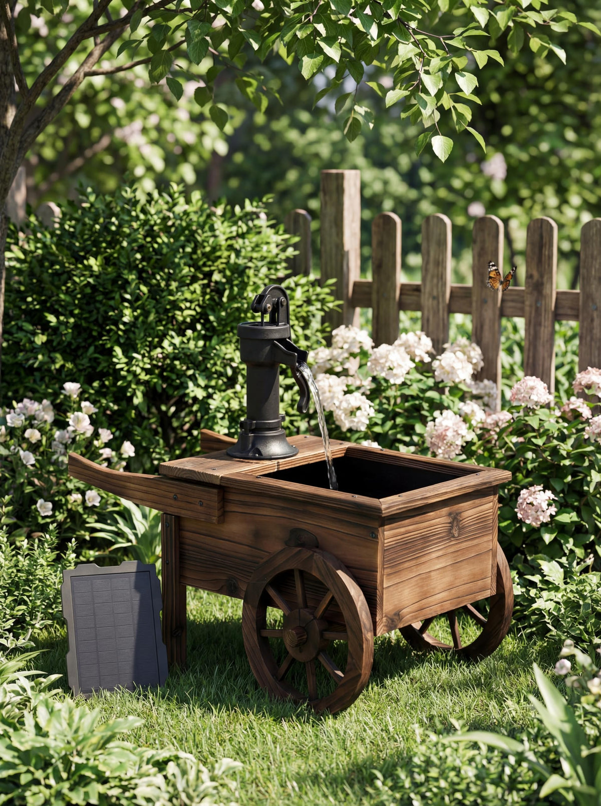 Borsynium movable pump cart fountain allows flexible placement in gardens or living spaces