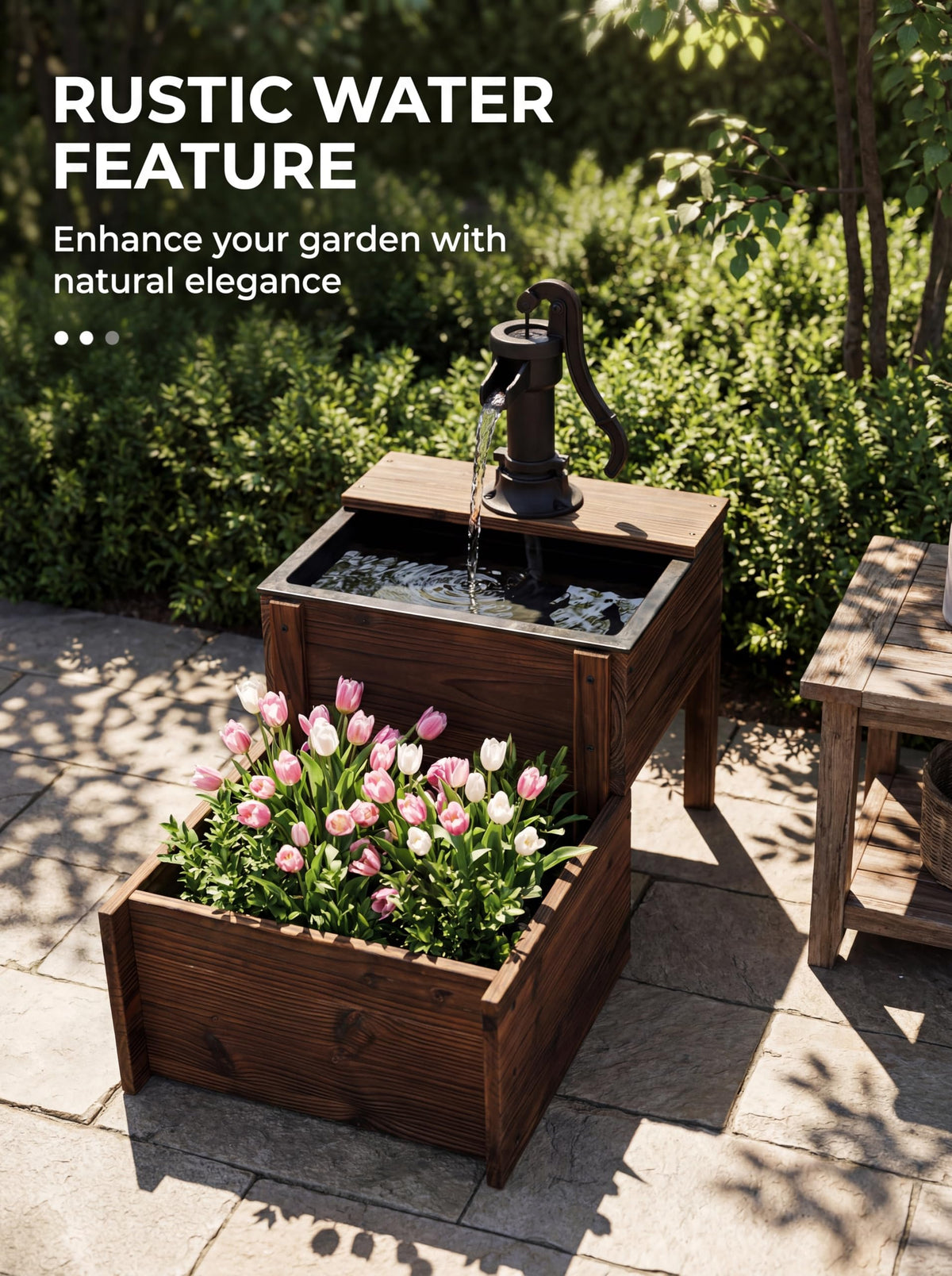 Borsynium fountain three-part design shows easy setup and modular styling