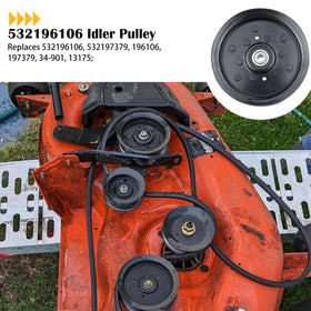 Bosflag 196104 idler pulley side view highlighting durable exterior for deck reliability
