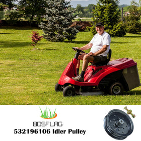 BOSFLAG 196106 idler pulley ships ready for quick installation in compatible mowers