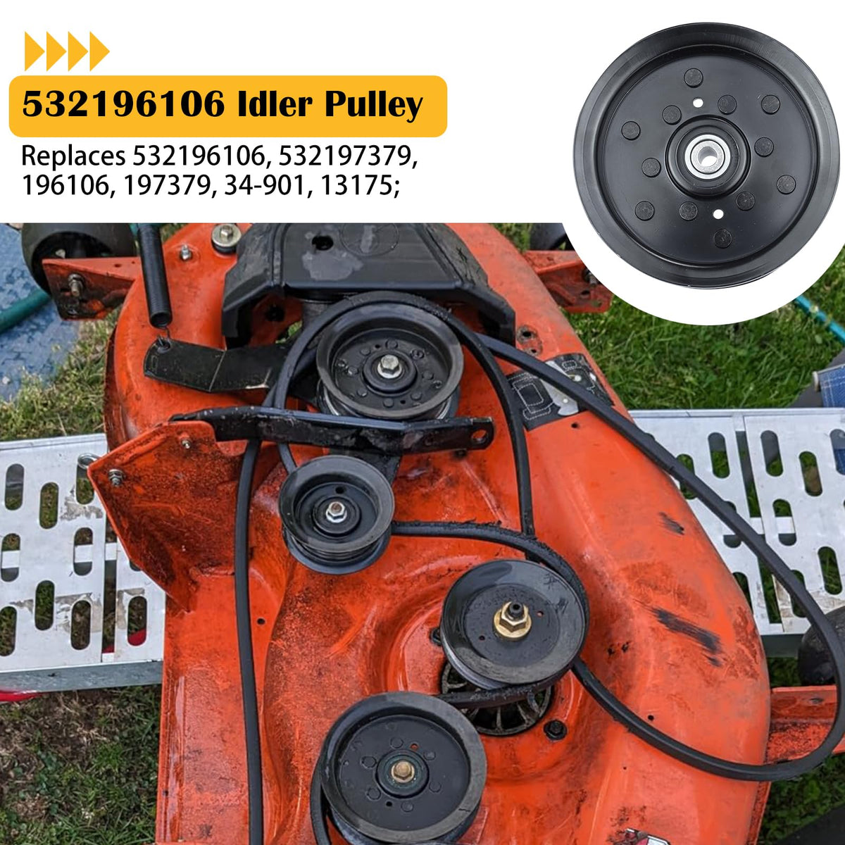 BOSFLAG 196106 idler pulley side view suggests smooth belt travel and reliable routing