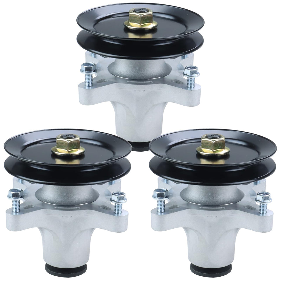 Bosflag 3-pack spindle assembly (139-3214) ready for quick deck replacement.
