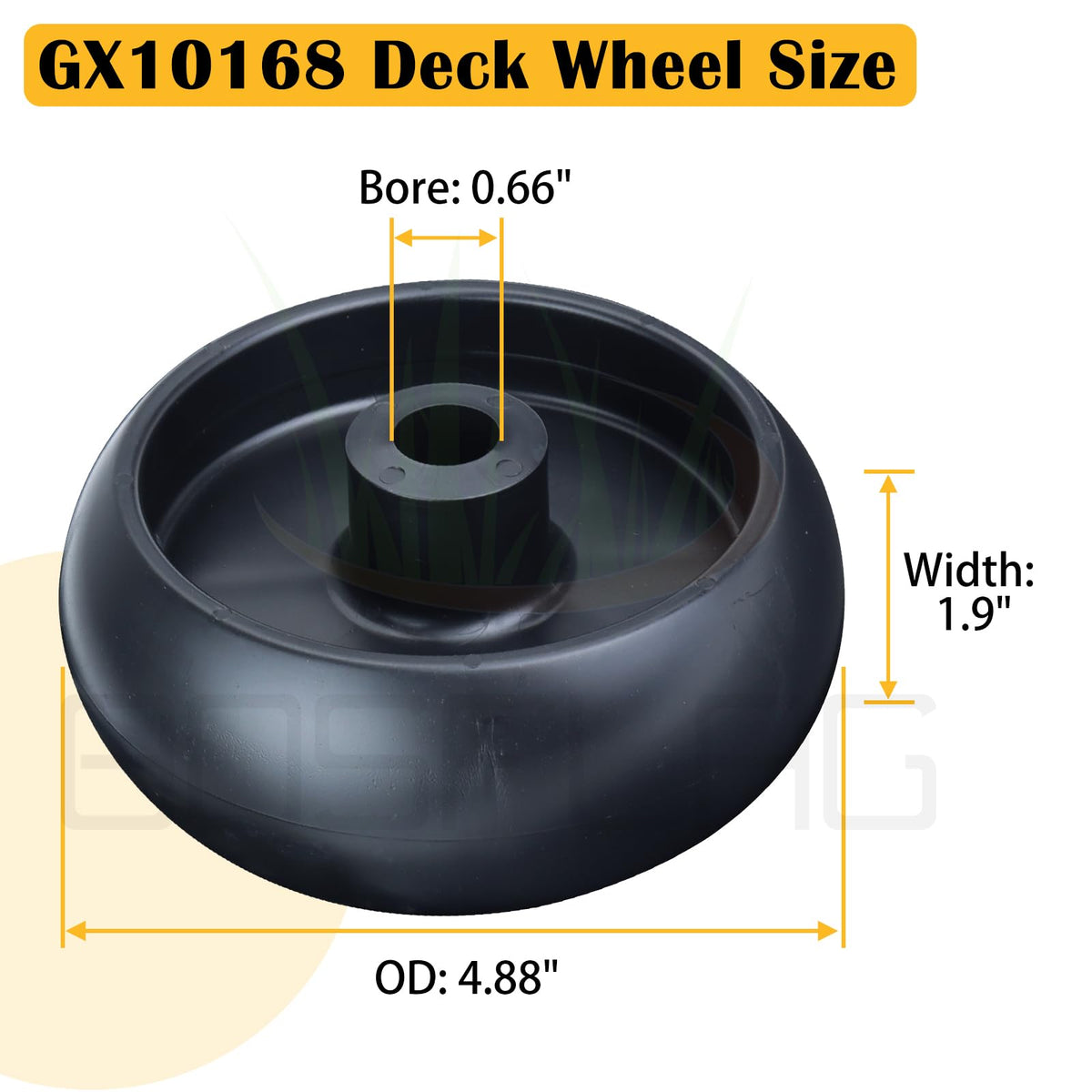 Durable, weather-resistant deck-wheel material supports long-term mowing performance.