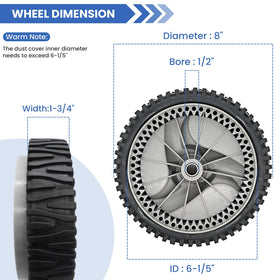 Bosruda 194231X460 front-drive-wheel with traction for uneven lawns