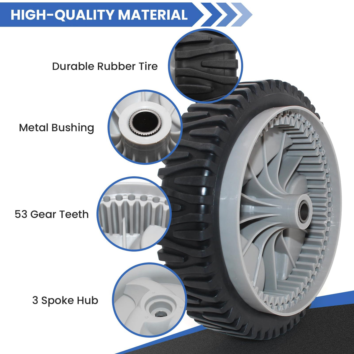 Bosruda 8-inch front-drive-wheel with 1-3/4-inch width for stable contact
