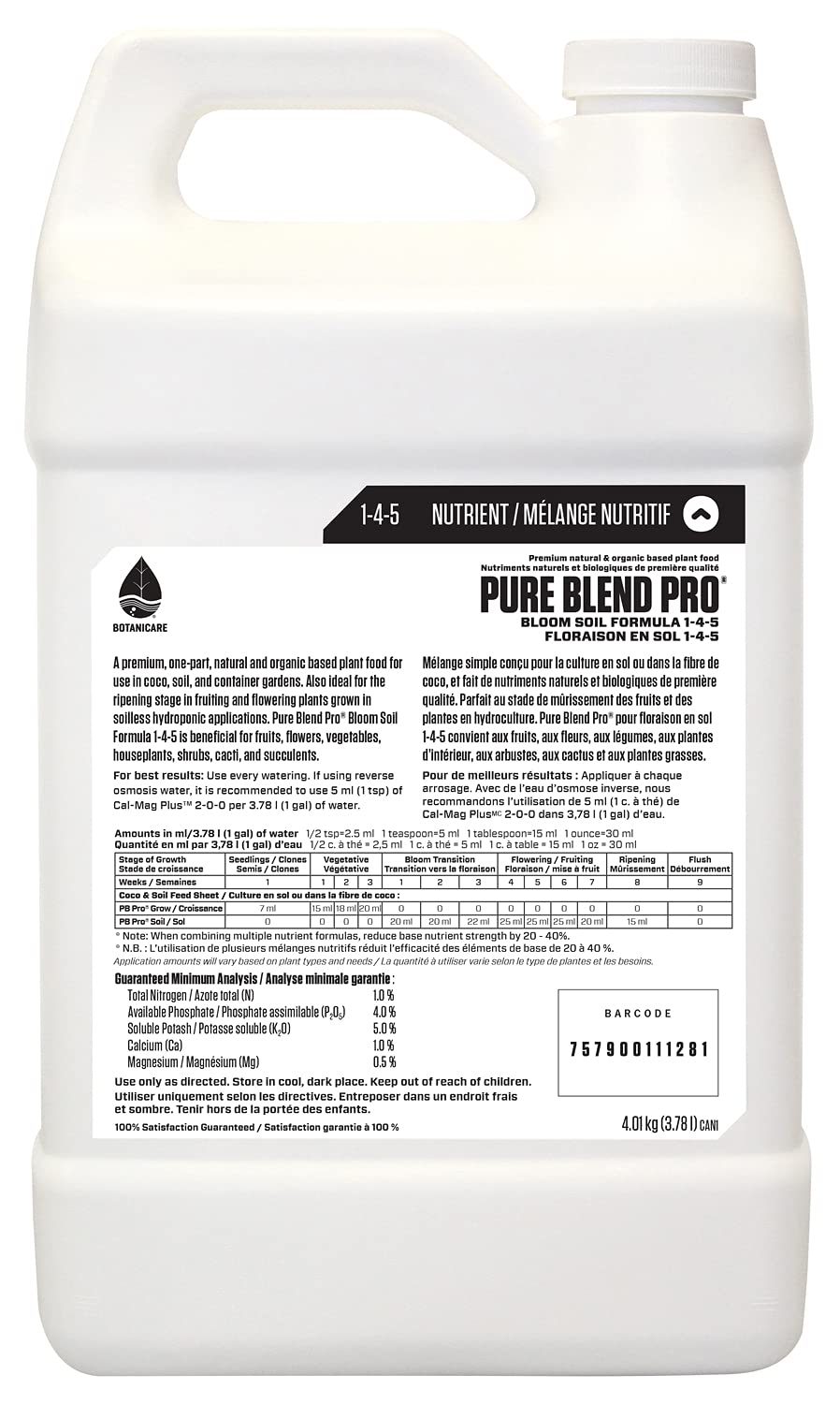 Closeup of Botanicare Pure Blend Pro Bloom Soil bottle for precise watering