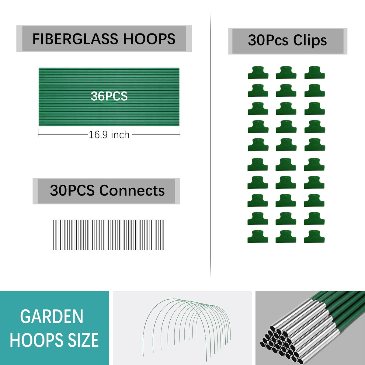 BOTINDO 8ft fiberglass hoops forming a tunnel with easy setup
