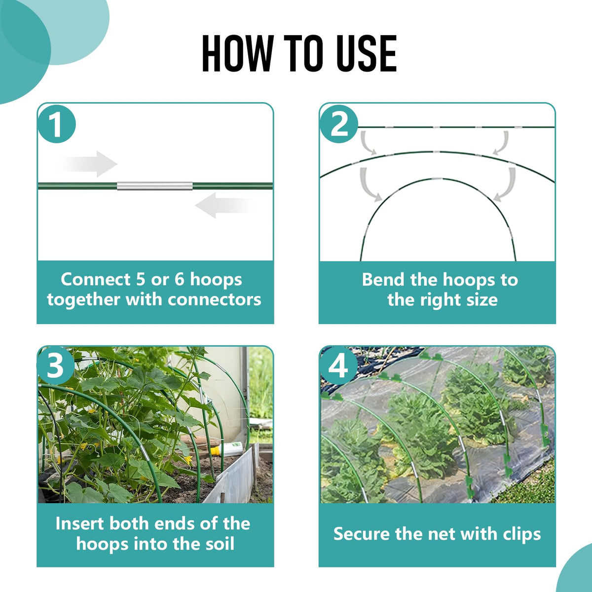 BOTINDO rust-free fiberglass hoops for durable garden support