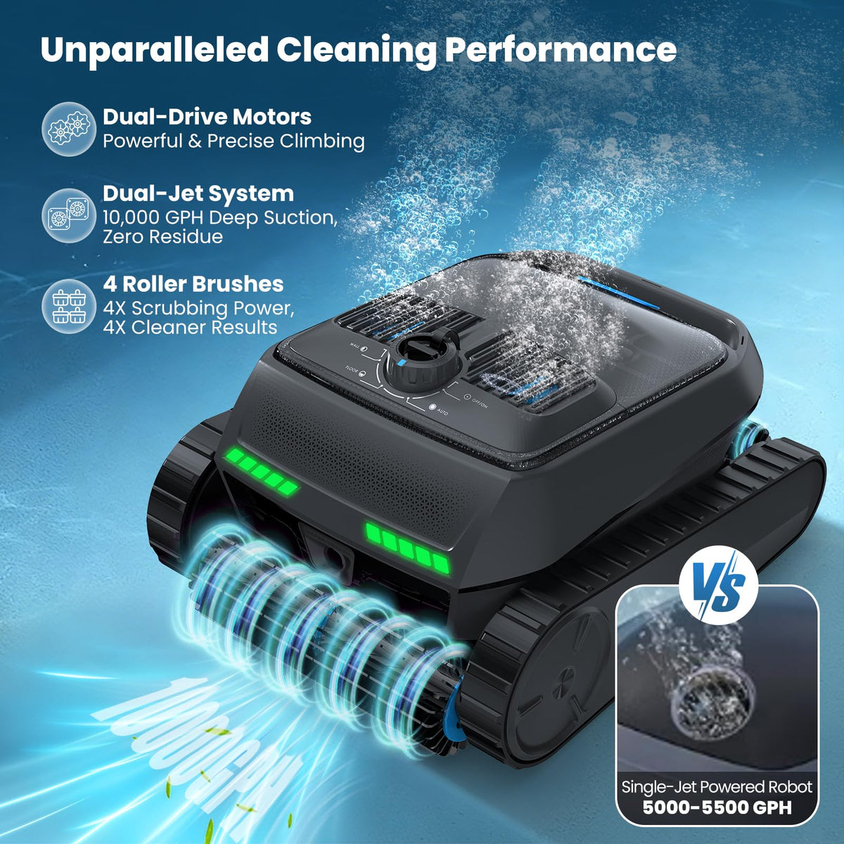 BOTLIFE PC200 waterline cleaning reaches the pool edge.