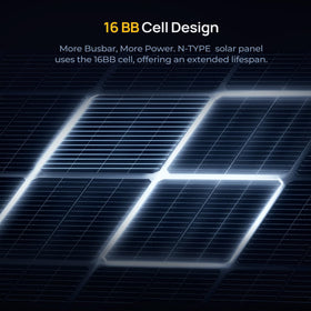BougeRV 16BB cell close-up showing high-efficiency layout
