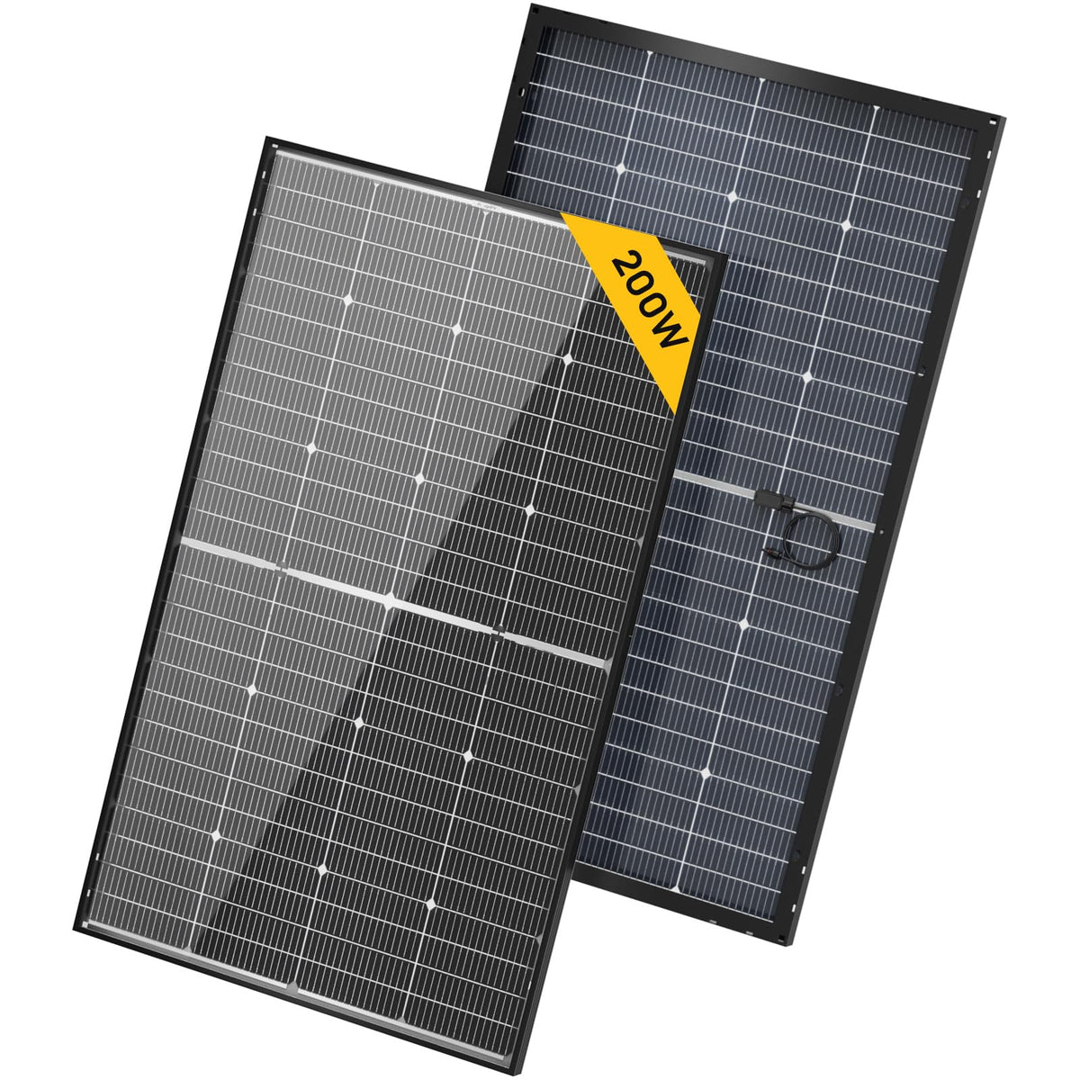 BougeRV 24V N-Type 200W panel front view for rooftop install on RVs and boats