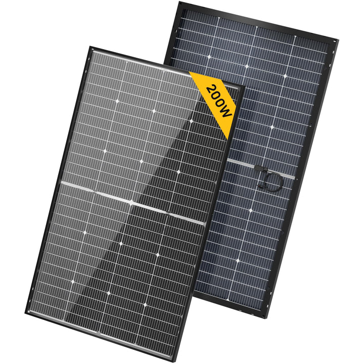 BougeRV 24V N-Type 200W panel front view for rooftop install on RVs and boats