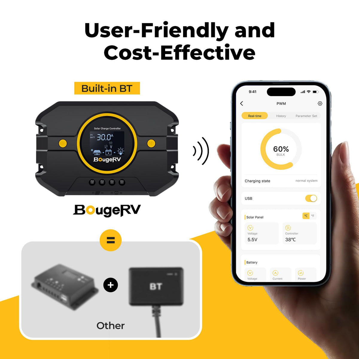BougeRV Li compatibility icons help users select LFP or Li batteries.