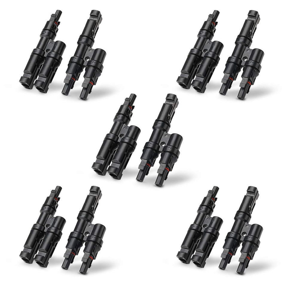BougeRV solar Y-connector for parallel wiring with M to FF terminals.