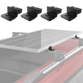 BougeRV T-slot mounting kit on roof crossbars secures panels during travel